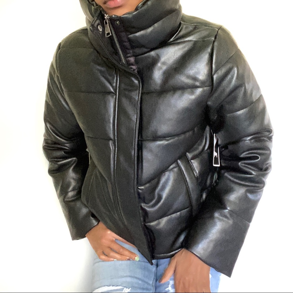 Trendy Blogger Favorite Leather Puffer Jacket - Picture 3 of 6
